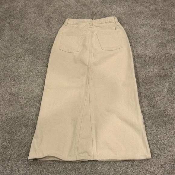 Still Here Panama Jean Denim Midi Skirt in Cream size 27 EUC - Picture 7 of 16
